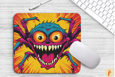 Scary Colorful Smiling Spider Mouse Pad