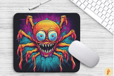 Scary Colorful Smiling Spider Mouse Pad