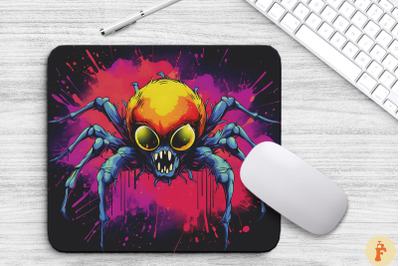 Scary Colorful Smiling Spider Mouse Pad