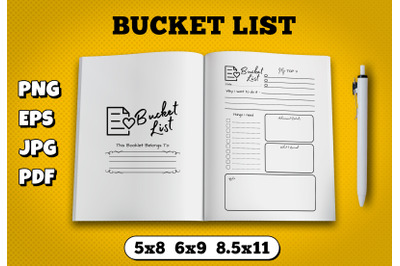 Bucket list amazon kdp interior for kindle publisher