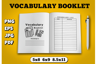 Vocabulary booklet amazon kdp interior for kindle publisher