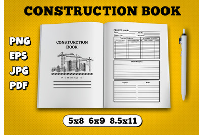 Construction book printable,sheet,kdp,amazon kindle,ready to upload,pu