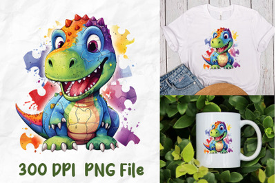 Autism Awareness Cute T-rex Dinosaur