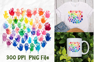 Autism Awareness Rainbow Paint Handprint