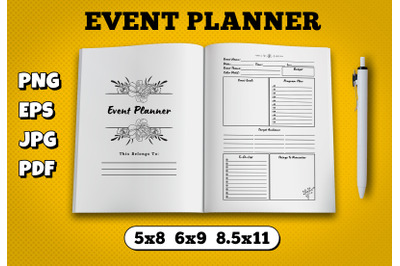 Event planner amazon kdp interior for kindle publisher