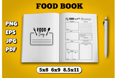 Food diary book amazon kdp interior for kindle publisher