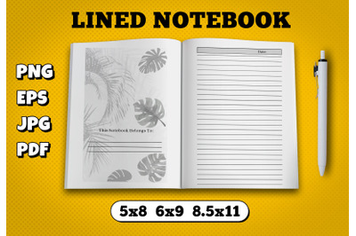 Lined notebook amazon kdp interior for kindle publisher