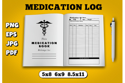 Meidcation log book amazon kdp interior for kindle publisher