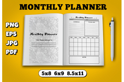 Monthly planner amazon kdp interior for kindle publisher