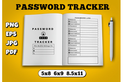 Password tracker amazon kdp interior for kindle publisher