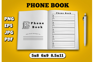 Phone number book amazon kdp interior for kindle publisher