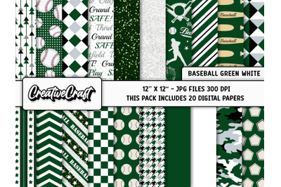 Baseball Sports Digital Papers, scrapbook backgrounds designs
