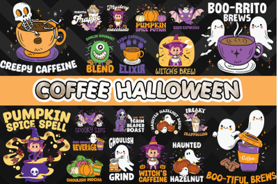 Coffee Halloween Bundle SVG 20 designs