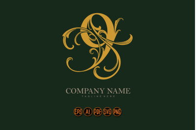 Luxurious flourish captivating number 9 ornament logo