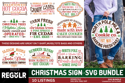 Retro Christmas Sign SVG  Bundle