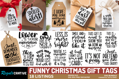 Funny Christmas Gift Tags SVG Bundle