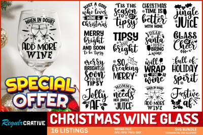 Christmas wine glass SVG Bundle