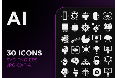 Ai icon pack artificial intelligence sign art collection