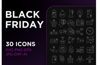 Black friday icon pack line sign art collection