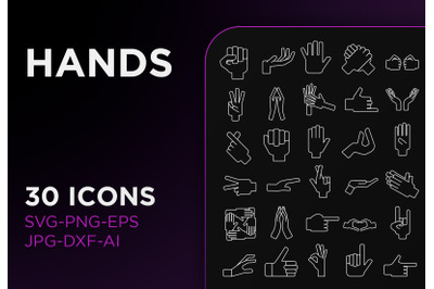 Hands icon pack gesture sign art collection