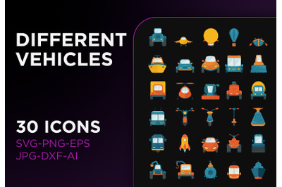 Vehicle icon pack transport sign art collection