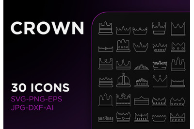 Crown outline icon pack sign art collection