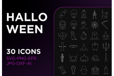 Halloween icon pack outline sign art collection
