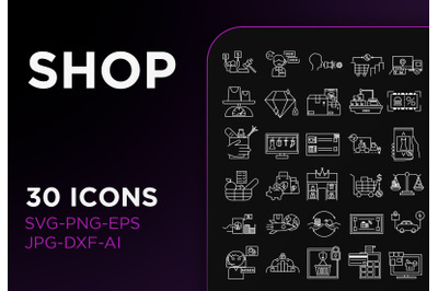 Shop icon pack line sign art collection