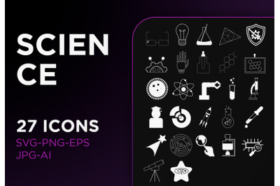Science icon pack laboratory sign art collection