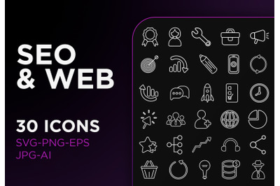 Seo &amp; web icon pack sign art collection