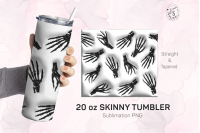 Inflated Bubble Skeleton Hands Tumbler Wrap, 3D Skinny
