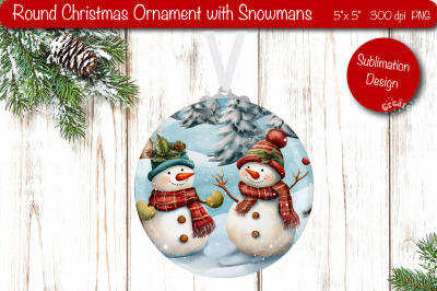 Round Christmas ornament Sublimation Watercolor PNG