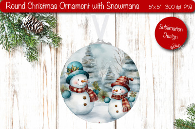 Christmas ornament Sublimation Watercolor Snowman PNG