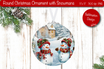 Christmas ornament Sublimation Watercolor Snowman PNG