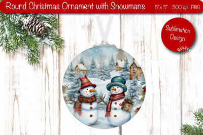 Christmas ornament Sublimation Watercolor Snowman