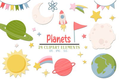 Plants Rocket Stars Clipart svg | Earth svg clipart | Sun svg | Planet