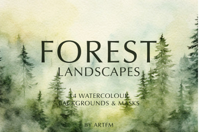 FOREST Watercolor Landscape Backgrounds