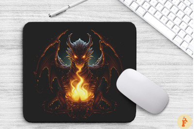 Gothic Dragon Breathing Fire Mouse Pad