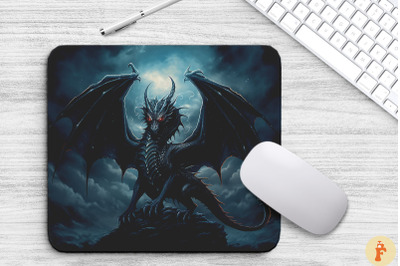 Gothic Dragon In Stormy Sky Mouse Pad