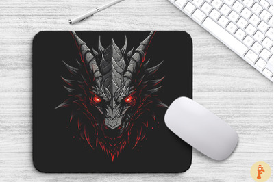 Black Dragon With Red Eyes Mouse Pad