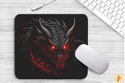 Fantasy Red And Black Dragon Mouse Pad