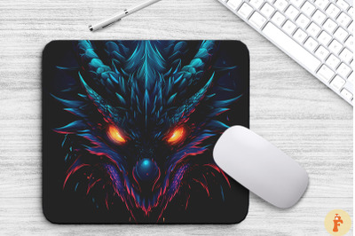 Dark Dragon With Glowing Eyes Mouse Pad