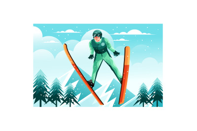 Ski Jumping Sport Illustration