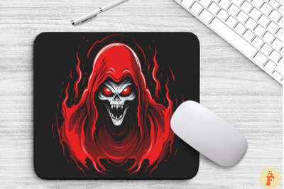 Red Scary Ghost Mouse Pad