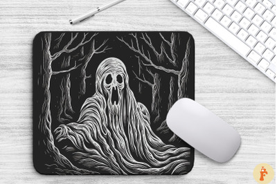 Horror Ghost In Forest Mouse Pad