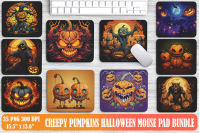 Creepy Pumpkin Halloween Mouse Pad Bundle