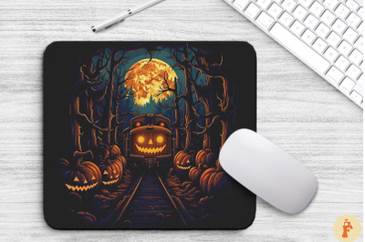 Pumpkin Haunted Train Mouse Pad