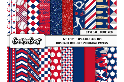 Baseball Sport Digital Papers, scrapbook backgrounds designs