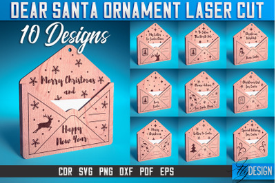 Dear Santa Ornament Laser Cut SVG | Christmas Laser Cut SVG Design | C