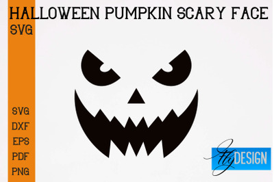 Halloween Pumpkin Scary Face SVG | Halloween SVG Design | Pumpkin Scar